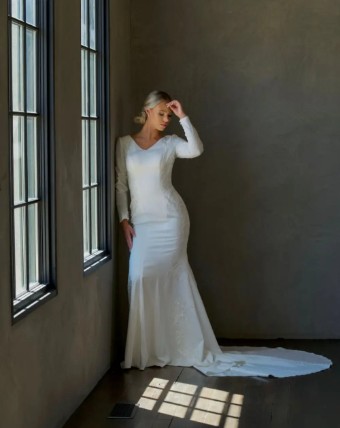 Modest by Barbie Anne Bridal Mariska #3 Ivory thumbnail