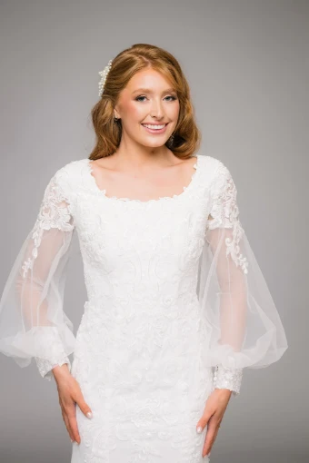 Modest by Barbie Anne Bridal Ashtyn #3 Ivory thumbnail